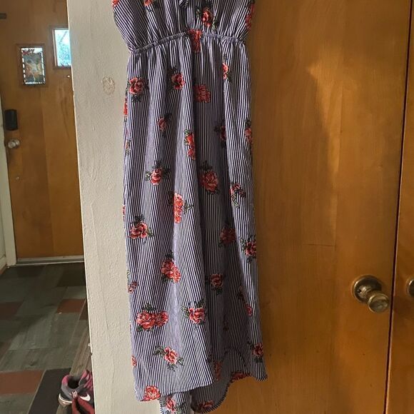 Girls high-low dress with lining floral stipe print - Picture 3 of 3